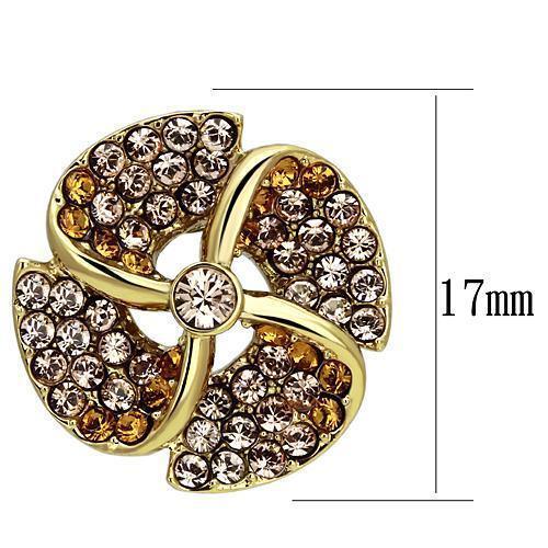 TK1040 - IP Gold(Ion Plating) Stainless Steel Earrings with Top Grade Crystal in Multi Color