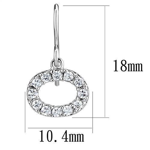 3W1278 - Rhodium Brass Earrings with AAA Grade CZ in Clear