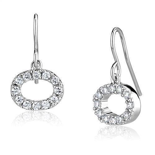 3W1278 - Rhodium Brass Earrings with AAA Grade CZ in Clear