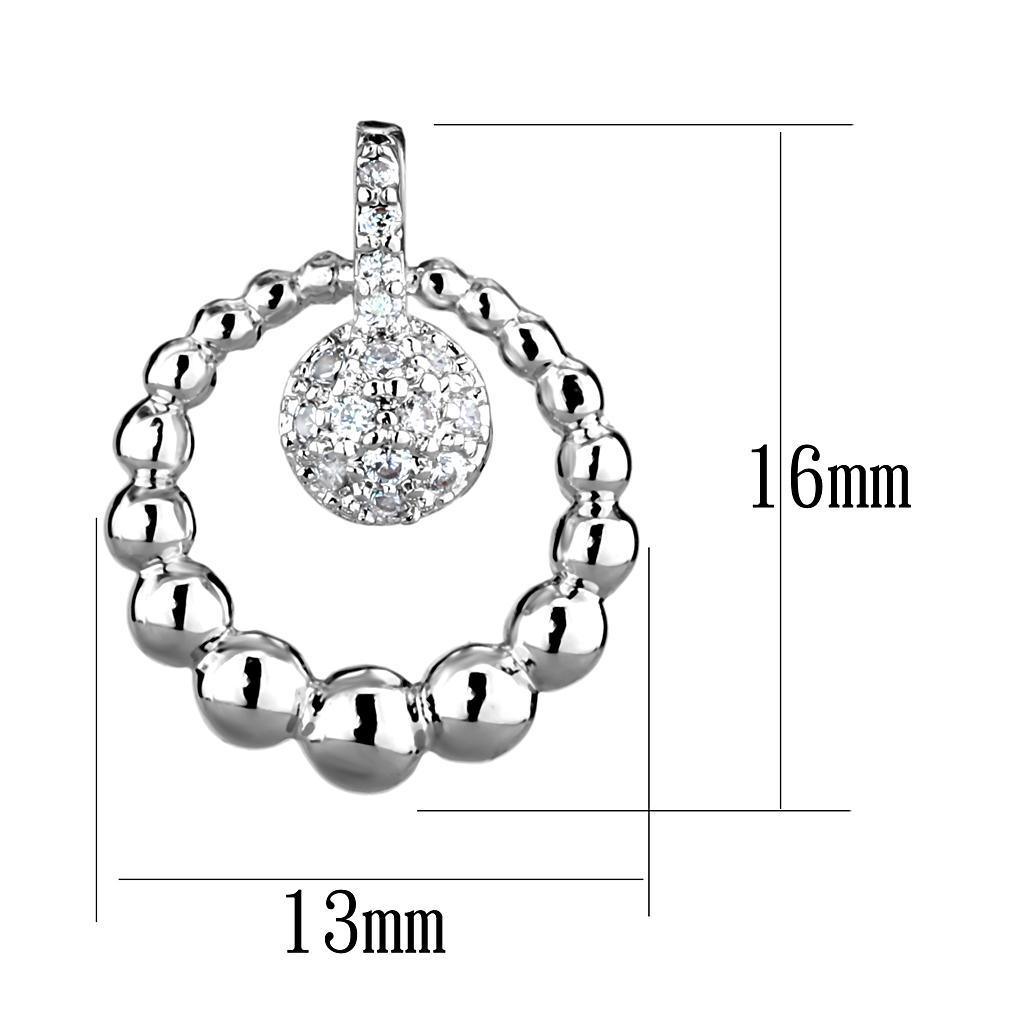 3W1296 - Rhodium Brass Earrings with AAA Grade CZ in Clear