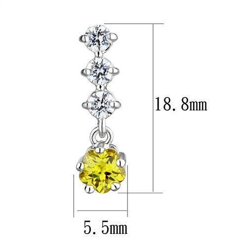 3W1285 - Rhodium Brass Earrings with AAA Grade CZ in Topaz