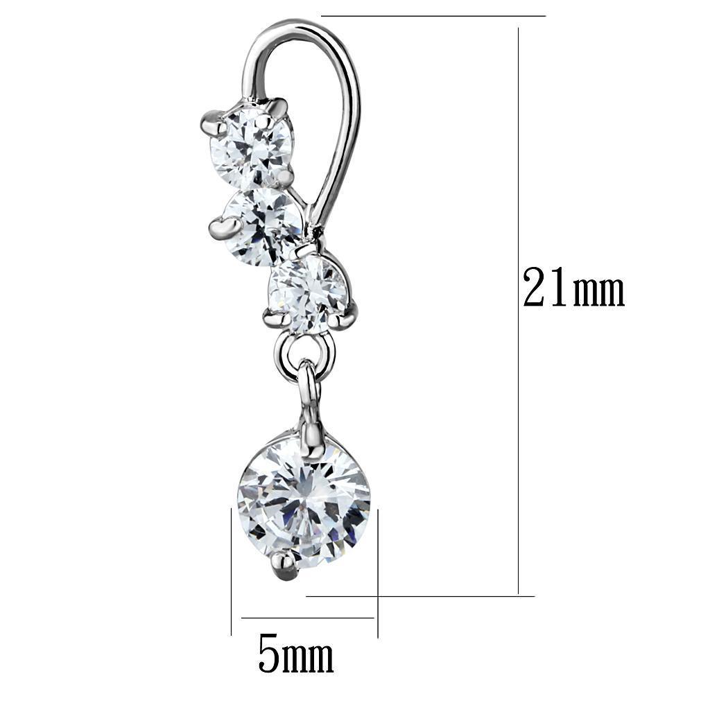 3W1293 - Rhodium Brass Earrings with AAA Grade CZ in Clear