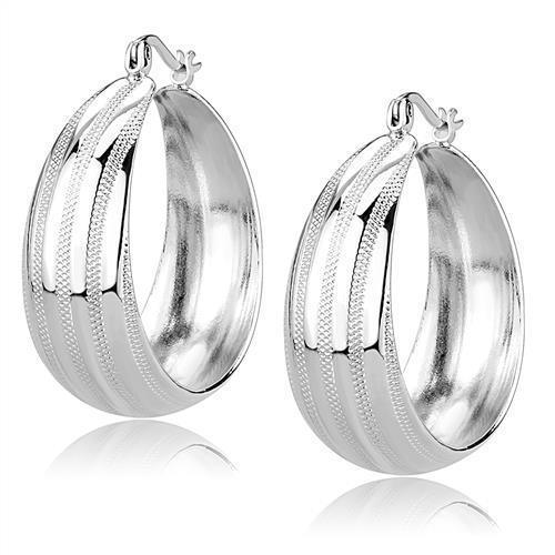 3W1396 - Rhodium Brass Earrings with No Stone