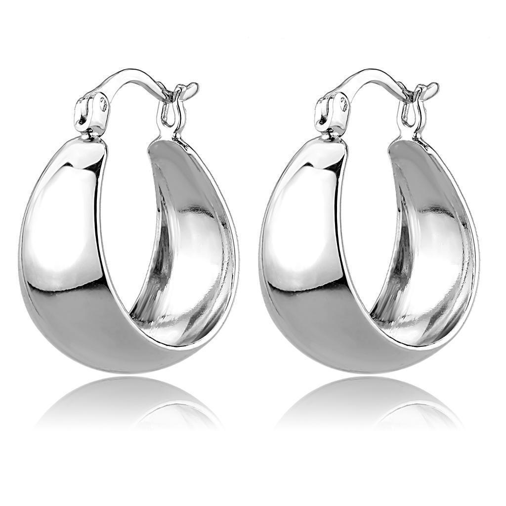 3W1402 - Rhodium Brass Earrings with No Stone