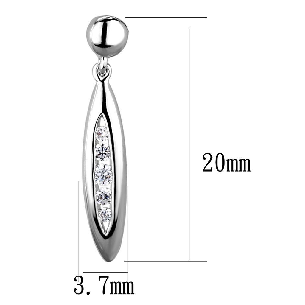 3W1046 - Rhodium Brass Earrings with AAA Grade CZ in Clear