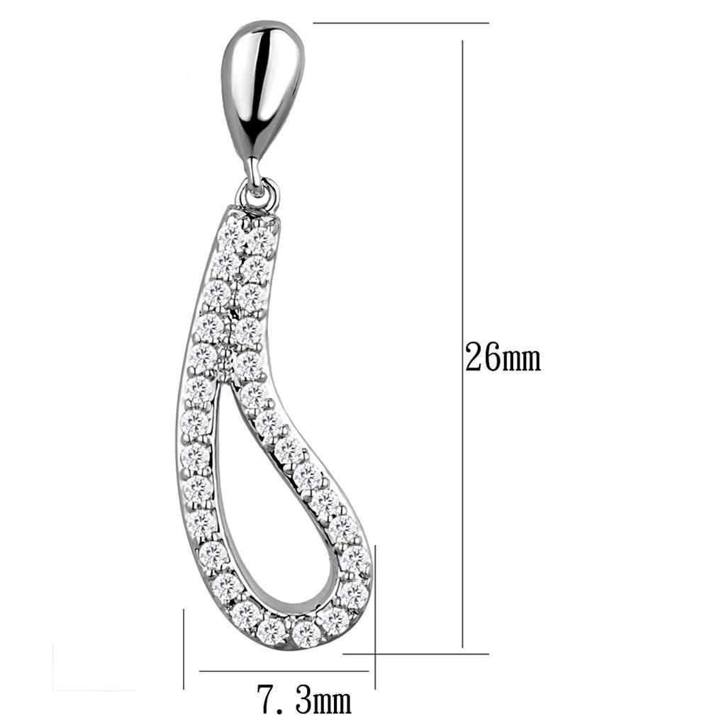 3W1044 - Rhodium Brass Earrings with AAA Grade CZ in Clear