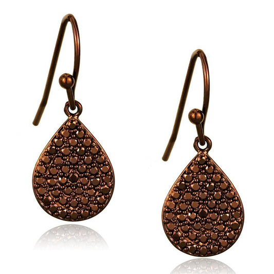 3W1118 - IP Coffee light Brass Earrings with AAA Grade CZ in Light Coffee