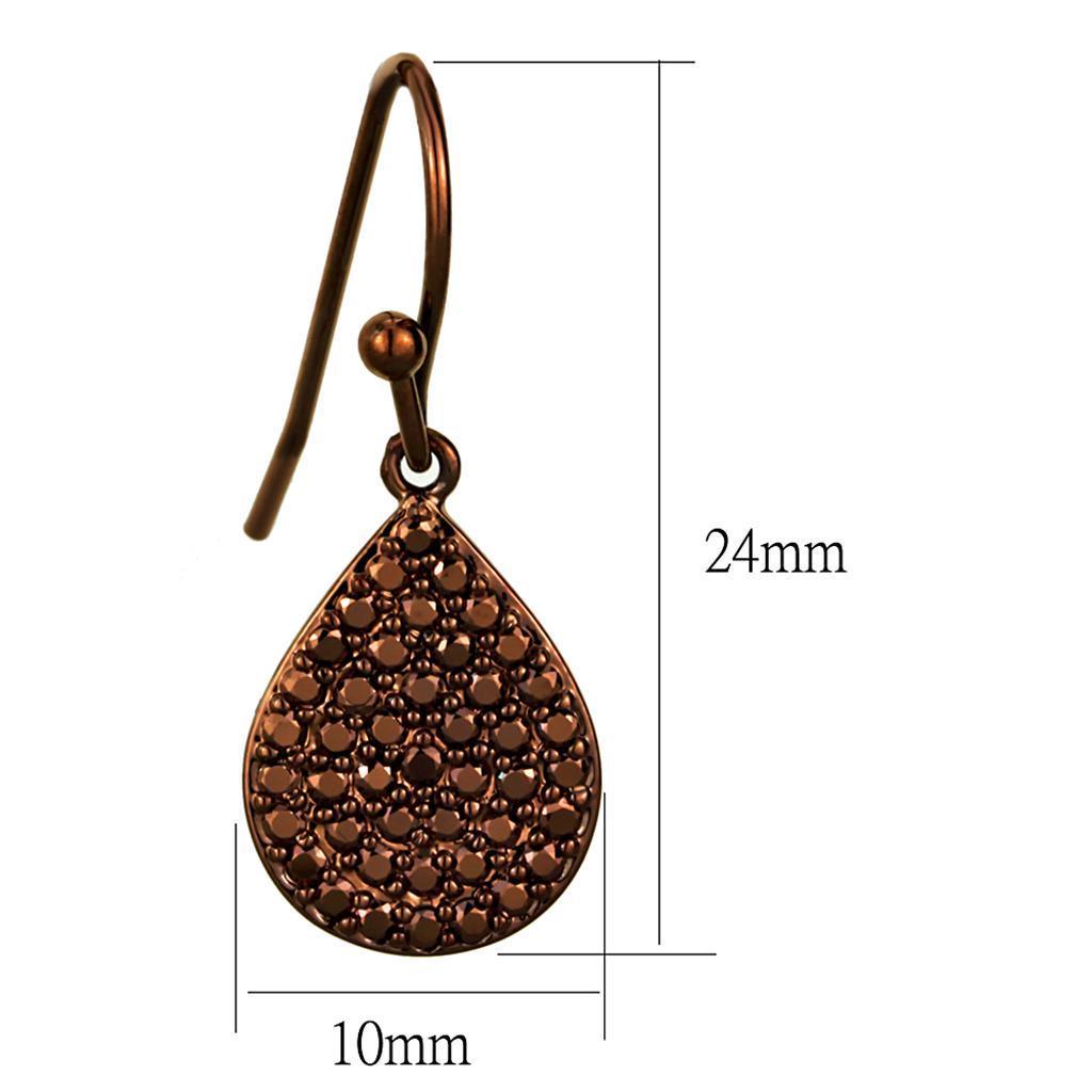 3W1118 - IP Coffee light Brass Earrings with AAA Grade CZ in Light Coffee