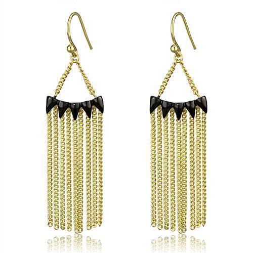 3W1206 - Gold+Ruthenium Brass Earrings with Top Grade Crystal in Clear