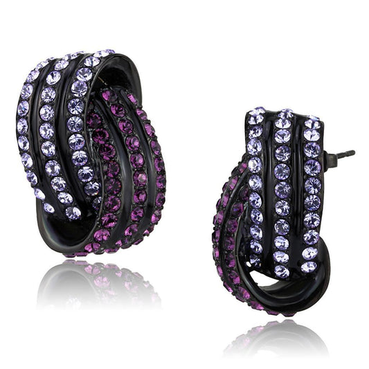 TK2269 - IP Black(Ion Plating) Stainless Steel Earrings with Top Grade Crystal in Multi Color