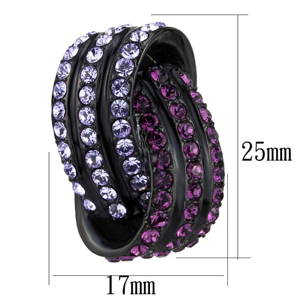 TK2269 - IP Black(Ion Plating) Stainless Steel Earrings with Top Grade Crystal in Multi Color