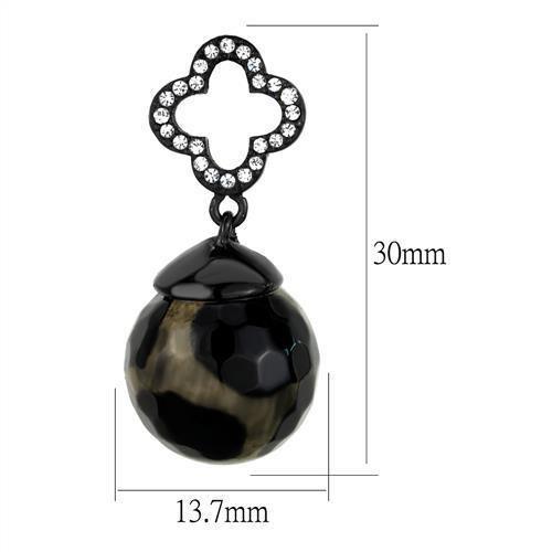 TK2384 - IP Black(Ion Plating) Stainless Steel Earrings with Synthetic Onyx in Multi Color