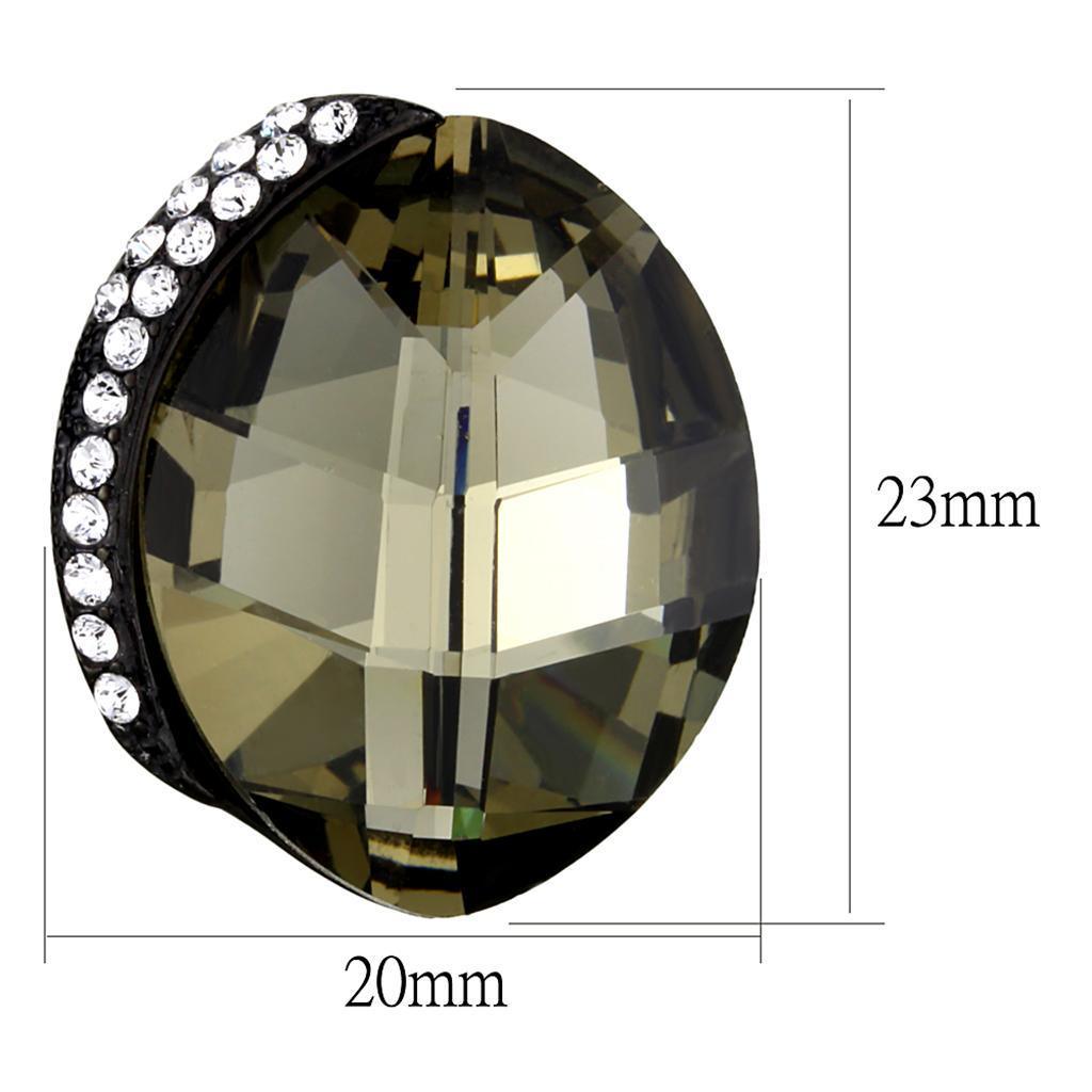 TK2377 - IP Black(Ion Plating) Stainless Steel Earrings with Top Grade Crystal in Black Diamond