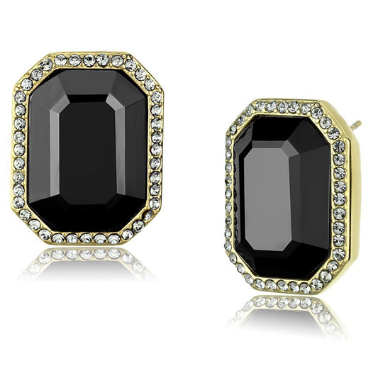 TK2378 - IP Gold(Ion Plating) Stainless Steel Earrings with Top Grade Crystal in Hematite