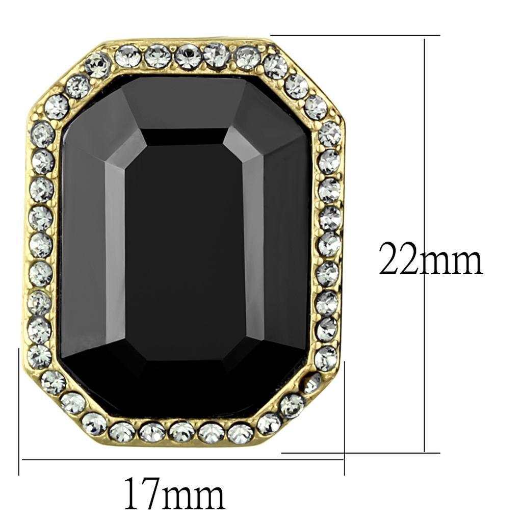 TK2378 - IP Gold(Ion Plating) Stainless Steel Earrings with Top Grade Crystal in Hematite