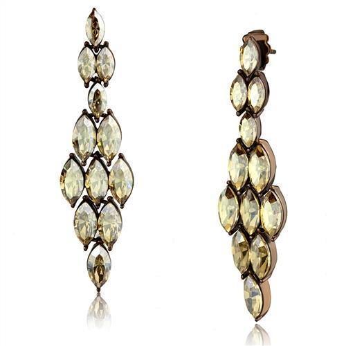 TK2632 - IP Coffee light Stainless Steel Earrings with Top Grade Crystal in Champagne