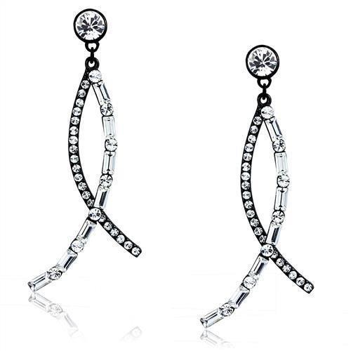 TK2635 - IP Light Black (IP Gun) Stainless Steel Earrings with Top Grade Crystal in Clear