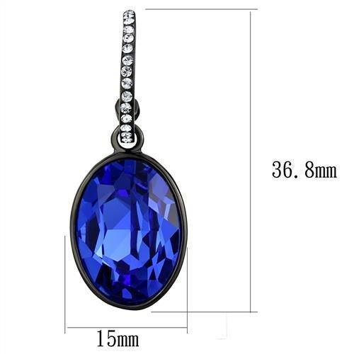 TK2538 - IP Black(Ion Plating) Stainless Steel Earrings with Top Grade Crystal in Sapphire