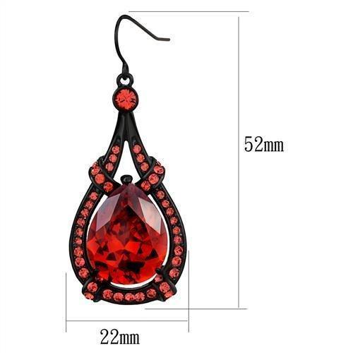 TK2531 - IP Black(Ion Plating) Stainless Steel Earrings with AAA Grade CZ in Orange