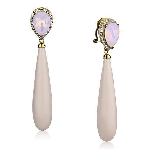 TK2543 - IP Gold(Ion Plating) Stainless Steel Earrings with Top Grade Crystal in Light Rose