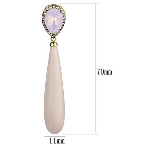 TK2543 - IP Gold(Ion Plating) Stainless Steel Earrings with Top Grade Crystal in Light Rose