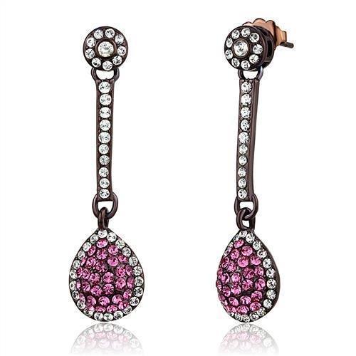 TK2724 - IP Dark Brown (IP coffee) Stainless Steel Earrings with Top Grade Crystal in Rose