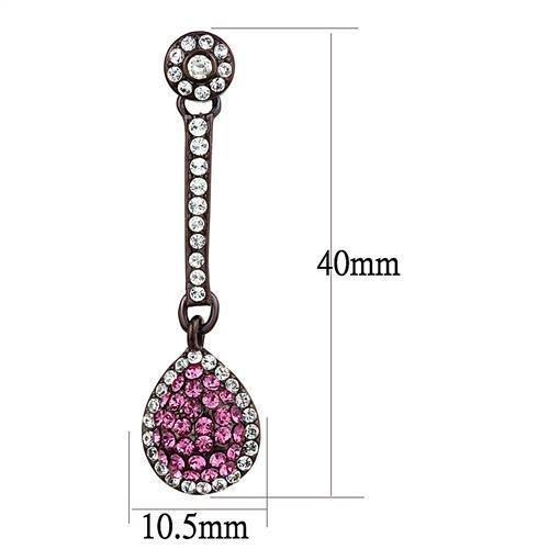 TK2724 - IP Dark Brown (IP coffee) Stainless Steel Earrings with Top Grade Crystal in Rose