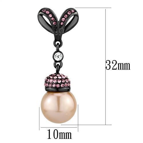 TK2710 - IP Light Black (IP Gun) Stainless Steel Earrings with Synthetic Pearl in Rose