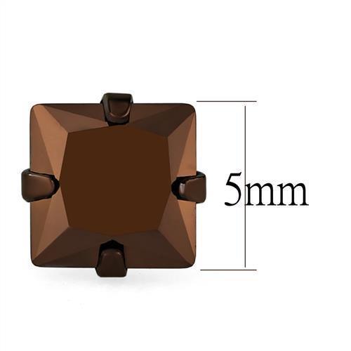 TK2583 - Two Tone IP Light Brown (IP Light coffee) Stainless Steel Earrings with AAA Grade CZ in Light Coffee