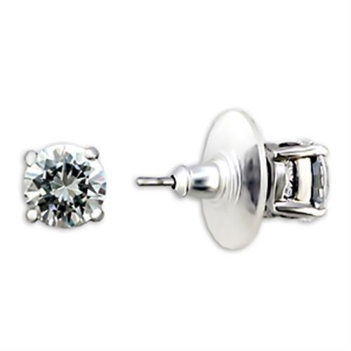 8X163 - Rhodium Brass Earrings with AAA Grade CZ in Clear