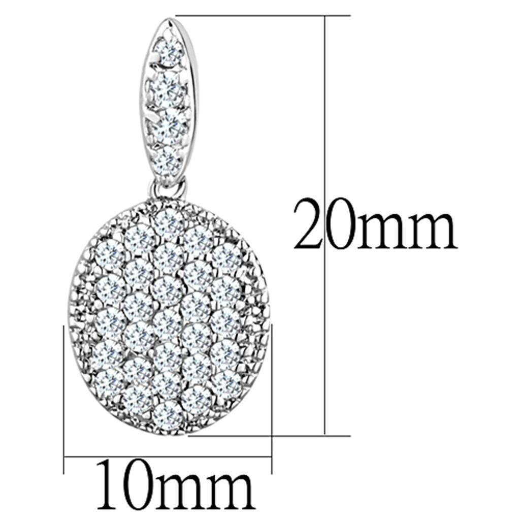 3W692 - Rhodium Brass Earrings with AAA Grade CZ in Clear