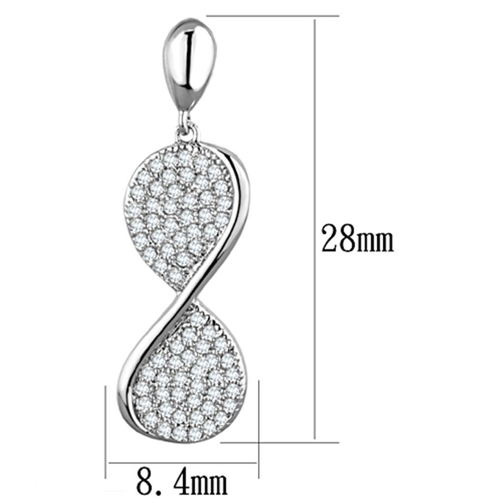 3W663 - Rhodium Brass Earrings with AAA Grade CZ in Clear