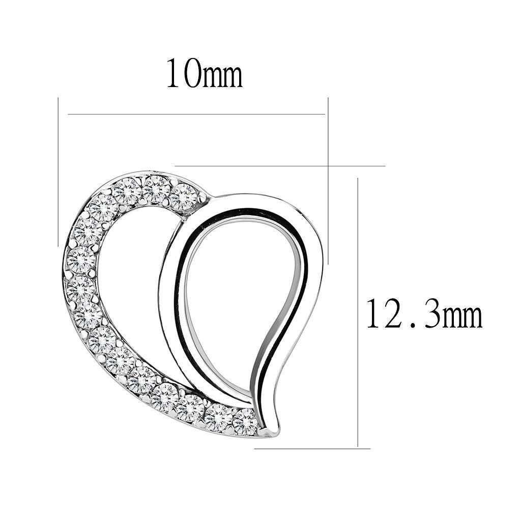 DA076 - High polished (no plating) Stainless Steel Earrings with AAA Grade CZ in Clear