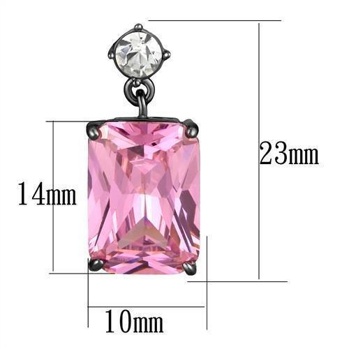 TK2892 - IP Light Black (IP Gun) Stainless Steel Earrings with AAA Grade CZ in Rose