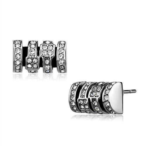 TK2849 - High polished (no plating) Stainless Steel Earrings with Top Grade Crystal in Clear