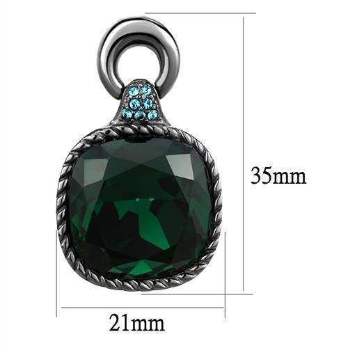 TK2852 - IP Light Black (IP Gun) Stainless Steel Earrings with Top Grade Crystal in Emerald