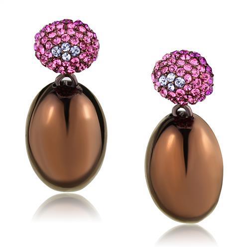 TK2787 - IP Coffee light Stainless Steel Earrings with Top Grade Crystal in Multi Color