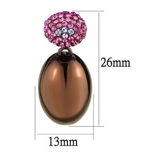 TK2787 - IP Coffee light Stainless Steel Earrings with Top Grade Crystal in Multi Color