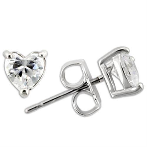 0W165 - Rhodium 925 Sterling Silver Earrings with AAA Grade CZ in Clear