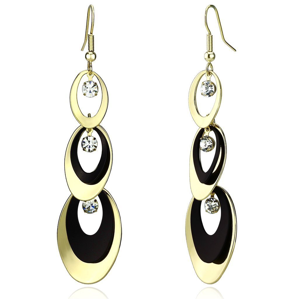 LO2652 - Gold+Ruthenium Iron Earrings with Top Grade Crystal in Clear