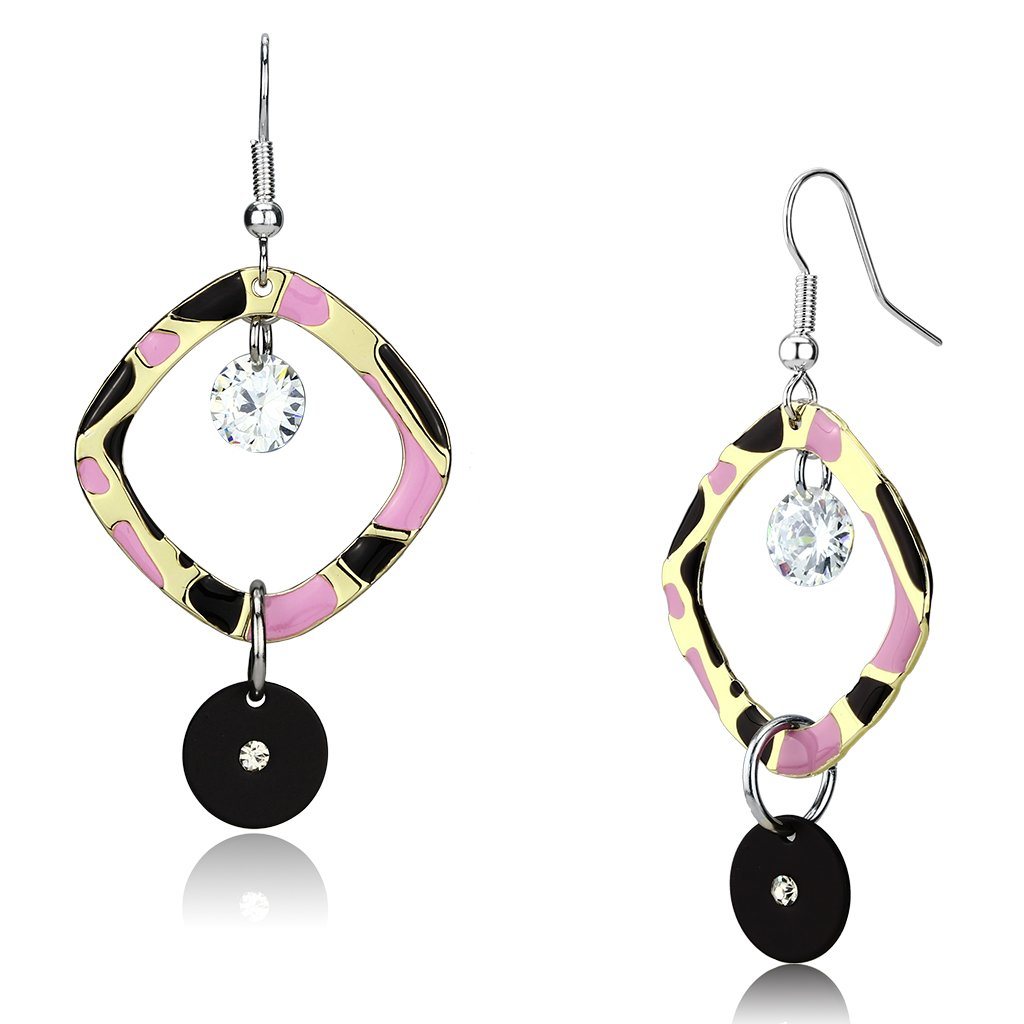 LO2711 - Special Color Iron Earrings with AAA Grade CZ in Clear