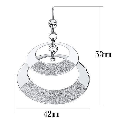 LO2714 - Matte Rhodium & Rhodium Iron Earrings with Top Grade Crystal in Clear