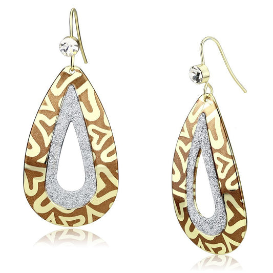 LO2732 - Gold Iron Earrings with Top Grade Crystal in Clear