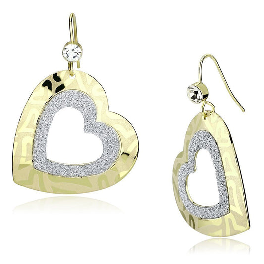 LO2733 - Gold Iron Earrings with Top Grade Crystal in Clear