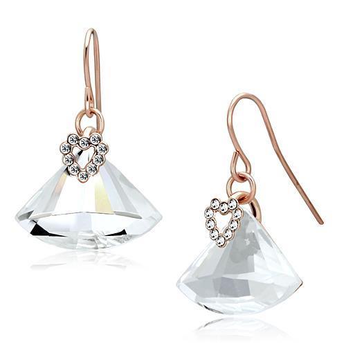 LO2755 - Rose Gold Iron Earrings with Top Grade Crystal in Clear