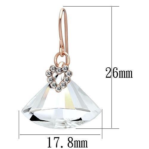 LO2755 - Rose Gold Iron Earrings with Top Grade Crystal in Clear