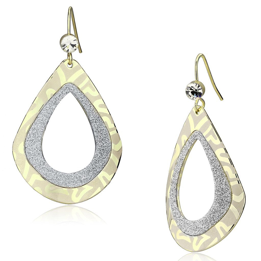 LO2729 - Gold Iron Earrings with Top Grade Crystal in Clear