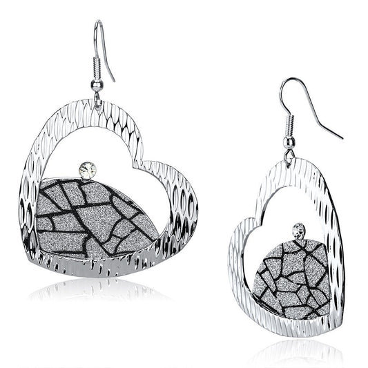 LO2724 - Rhodium Iron Earrings with Top Grade Crystal in Clear