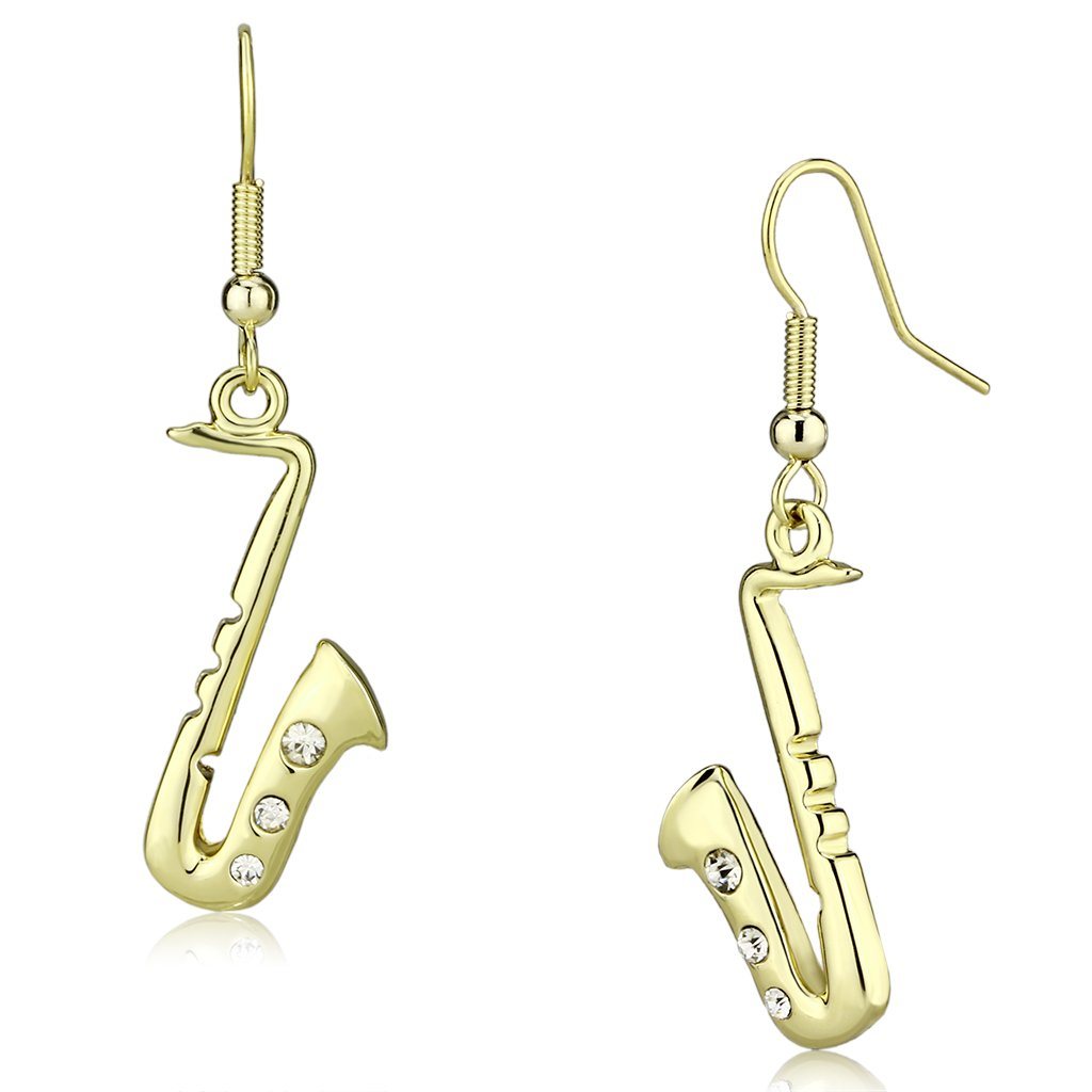 LO2741 - Gold Iron Earrings with Top Grade Crystal in Clear