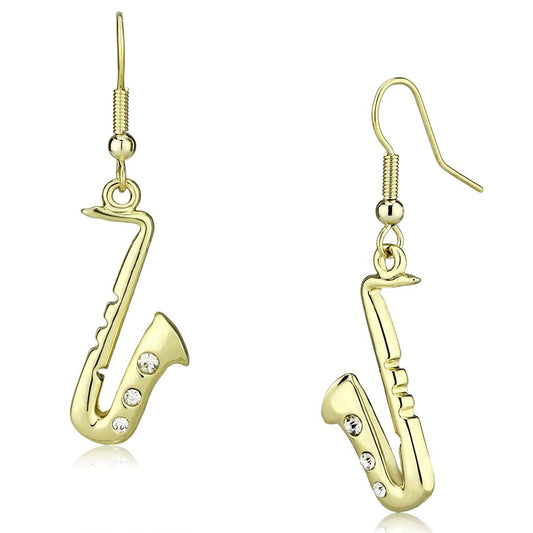 LO2741 - Gold Iron Earrings with Top Grade Crystal in Clear